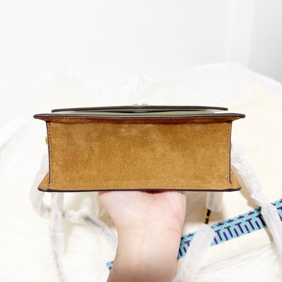 Tory Burch Robinson Color Block Mini Shoulder Bag (Cloud Blue-Ivory-Suede-Green) - Picture 10 of 17